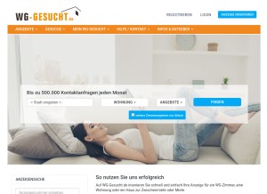 How wg-gesucht.de looks like on a tablet such as an iPad.