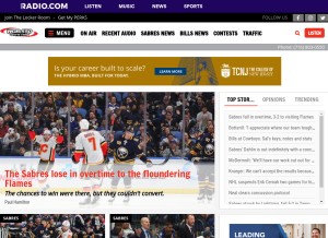 How wgr550.com looks like on a tablet such as an iPad.
