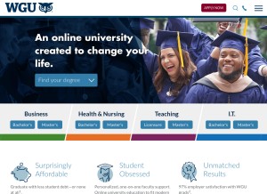 How wgu.edu looks like on a tablet such as an iPad.