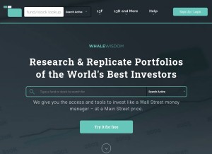 How whalewisdom.com looks like on a tablet such as an iPad.