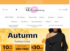 How whatcharming.com looks like on a tablet such as an iPad.