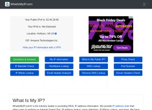 How whatismyip.com looks like on a tablet such as an iPad.