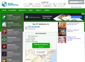 How whatismyipaddress.com looks like on a tablet such as an iPad.