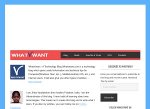 How whatvwant.com looks like on a tablet such as an iPad.