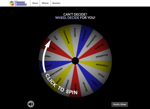 How wheeldecide.com looks like on a tablet such as an iPad.