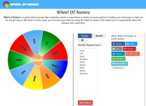 How wheelofnames.us looks like on a tablet such as an iPad.