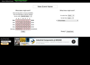 How when2meet.com looks like on a tablet such as an iPad.