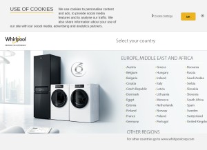 How whirlpool.eu looks like on a tablet such as an iPad.