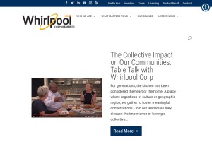 How whirlpoolcorp.com looks like on a tablet such as an iPad.