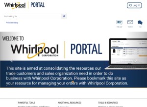 How whirlpoolportal.com looks like on a tablet such as an iPad.
