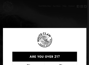 How whiteclaw.com looks like on a tablet such as an iPad.