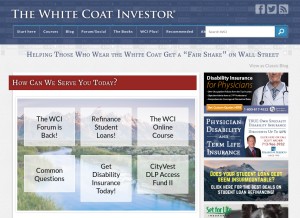 How whitecoatinvestor.com looks like on a tablet such as an iPad.