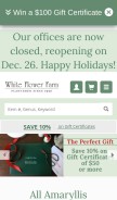How whiteflowerfarm.com looks like on a mobile device such as an iPhone.