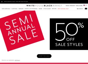 How whitehouseblackmarket.com looks like on a tablet such as an iPad.