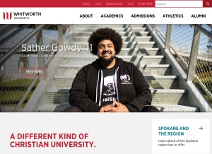 How whitworth.edu looks like on a tablet such as an iPad.