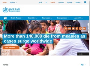 How who.int looks like on a tablet such as an iPad.