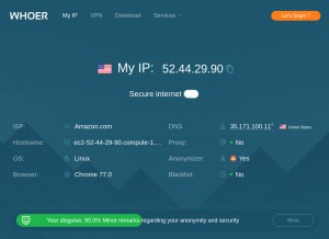 How whoer.net looks like on a tablet such as an iPad.