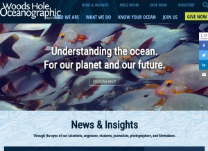 How whoi.edu looks like on a tablet such as an iPad.