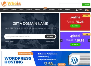 How whois.com looks like on a tablet such as an iPad.