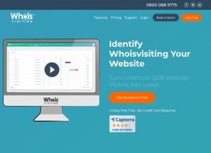 How whoisvisiting.com looks like on a tablet such as an iPad.