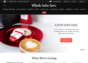 How wholelattelove.com looks like on a tablet such as an iPad.