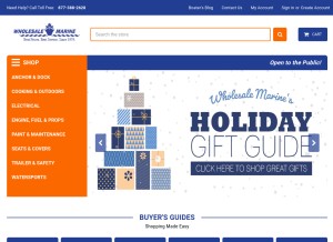 How wholesalemarine.com looks like on a tablet such as an iPad.