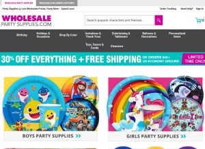 How wholesalepartysupplies.com looks like on a tablet such as an iPad.