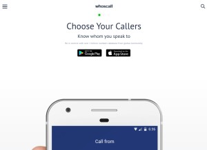 How whoscall.com looks like on a tablet such as an iPad.