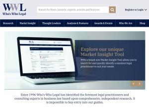 How whoswholegal.com looks like on a tablet such as an iPad.
