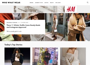 How whowhatwear.com looks like on a tablet such as an iPad.