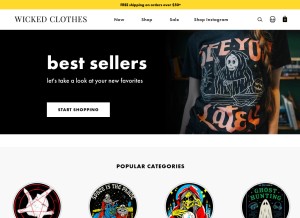 How wickedclothes.com looks like on a tablet such as an iPad.