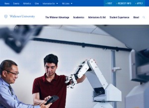 How widener.edu looks like on a tablet such as an iPad.