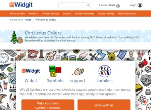 How widgit.com looks like on a tablet such as an iPad.