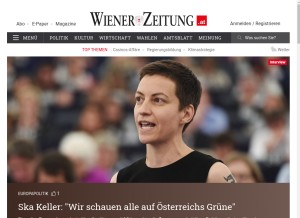 How wienerzeitung.at looks like on a tablet such as an iPad.
