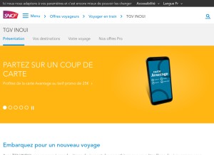 How wifi.sncf looks like on a tablet such as an iPad.