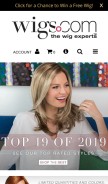 How wigs.com looks like on a mobile device such as an iPhone.