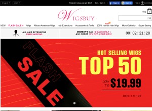How wigsbuy.com looks like on a tablet such as an iPad.