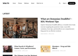 How wiki-fit.com looks like on a tablet such as an iPad.