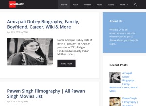 How wikibioof.com looks like on a tablet such as an iPad.