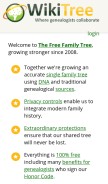 How wikitree.com looks like on a mobile device such as an iPhone.