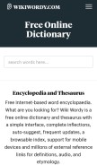 How wikiwordy.com looks like on a mobile device such as an iPhone.