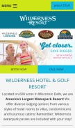 How wildernessresort.com looks like on a mobile device such as an iPhone.