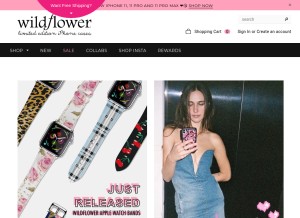 How wildflowercases.com looks like on a tablet such as an iPad.