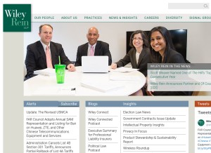 How wileyrein.com looks like on a tablet such as an iPad.