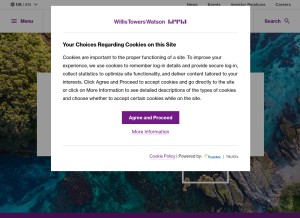How willis.com looks like on a tablet such as an iPad.
