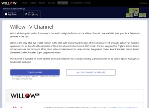How willow.tv looks like on a tablet such as an iPad.