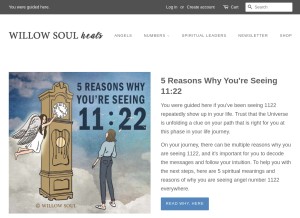 How willowsoul.com looks like on a tablet such as an iPad.
