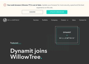 How willowtreeapps.com looks like on a tablet such as an iPad.