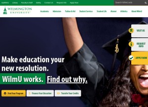 How wilmu.edu looks like on a tablet such as an iPad.
