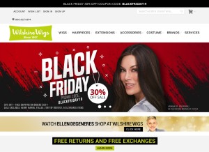 How wilshirewigs.com looks like on a tablet such as an iPad.